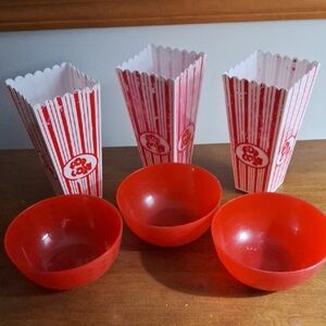 Vibrant Red Popcorn and Snack Bowl Set